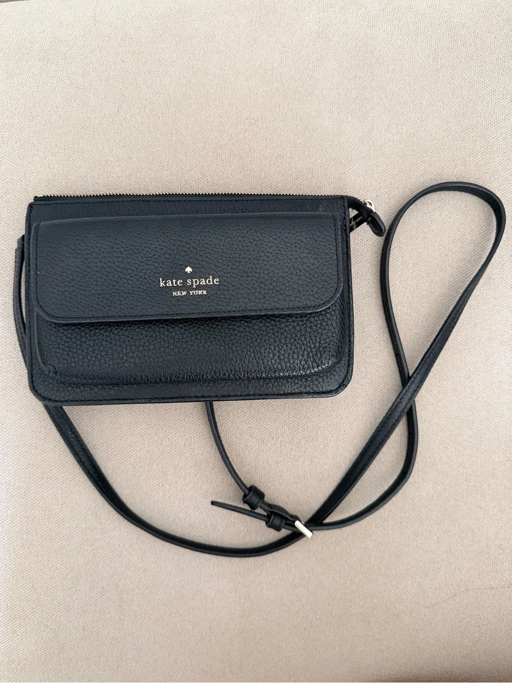 kate spade black pebbled leather crossbody wallet bag - Picture 1 of 7